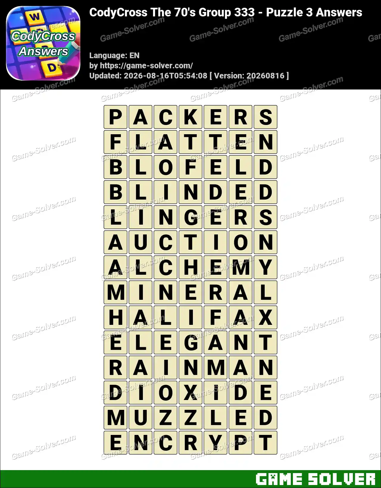 CodyCross The 70’s Group 333 – Puzzle 3 Answers